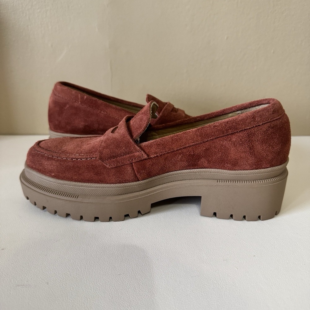 Women's Patina Suede Rust Brown Loafers Suede Slip-on‎ Shoes 6.5 Platform Boho - Picture 6 of 8